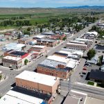 Aerial view of downtown Deer Lodge, MT